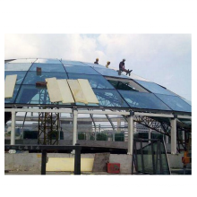 Large span space frame with glass dome roof building